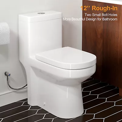 1-Piece 1.1/1.28 GPF Dual-Flush Compact Floor Mounted Toilet With White Seat • $209.98