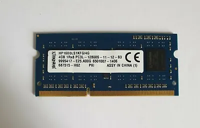 KINGSTON 1X4GB 4GB HP16D3LS1KFG/4G 1Rx8 PC3L 12800S Laptop Ram Memory  • £8.99