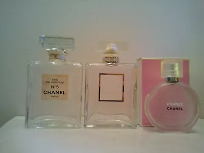 Bulk Lot Of 3 X  EMPTY Bottles Chanel No5 Coco Mademoiselle Chance Collectable • $69.95