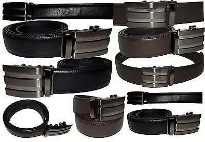 Lot Of 2 Men's Leather Belt Black & Brown Automatic Lock Up To 43  Dress Belt BN • $27.96