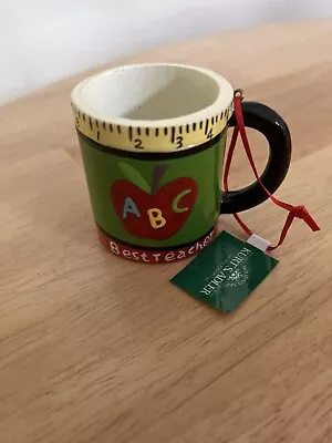 NEW Kurt S Adler Best Teacher Ever Coffee Mug Resin Ornament Back To School Gift • $9.99