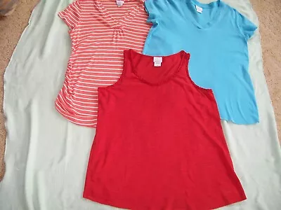 Oh Baby By Motherhood Maternity Tops Lot Of Three (3)-red Orange/wht Blue-xl • $16