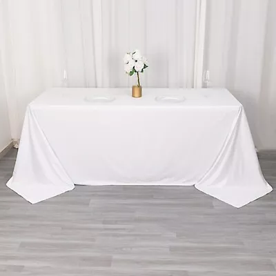 90  X 132  WHITE Scuba Polyester Rectangular TABLECLOTH Party Events Decorations • $25.62