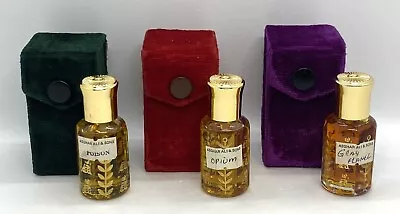Vintage Asghar Ali & Sons Poison Opium Gray Flanel Parfumes Velvet Cases  • $59