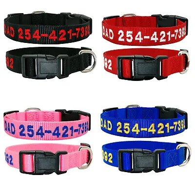 Durable Personalized Custom Embroidered Nylon Dog Collar Adjustable Name Number  • $9.99