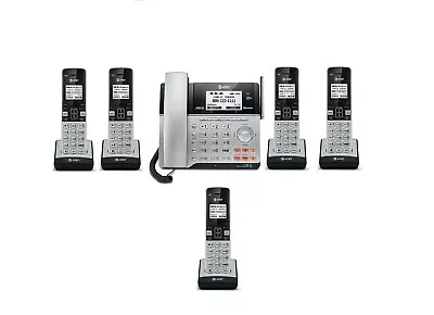 AT&T 2 Line Cordless Intercom Paging Dual Conference Phone System W 6 Handset • $259.99