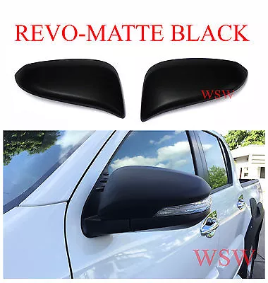 Matte Black Side Door Mirror Covers For Toyota Hilux Sr5 Revo M70 M80 Ute 15 16 • $53.75