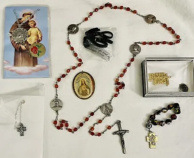 Lot Of 7 Pieces Vintage Estate Christian Religious Jewelry Catholic Rosary More • $13.99