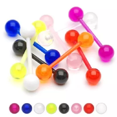 £3.59 • Buy Tongue Nipple Bars Flexi BRIGHT COLOUR Set Of 8