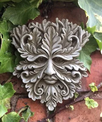 Stone Garden Small Leafy Green Man Face Wall Plaque Hanging Pagan🌿🍂 • £12.50