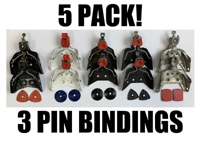 5 PAIRS Set Of Metal 3-Pin Cross Country Ski Bindings X-country Nordic XC 75 Mm  • $79.99