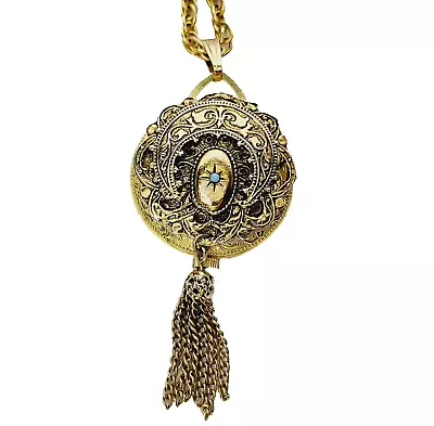 Lucerne Pendant Watch Vintage Lucerne 24  Necklace Wind-Up Pendant Watch Works • $8.95