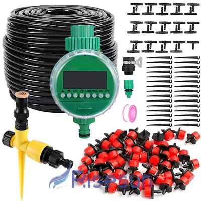 82FT DIY Drip Irrigation System Plant Timer Self Garden Watering Hose Spray Kit • $8.55