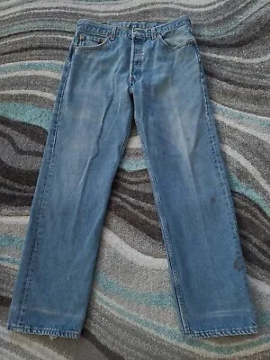 Vintage Levis 501 XX Jeans Mens 29 X 29 (Tag 34 X 30) 90s USA Button Fly Blue • $64.94