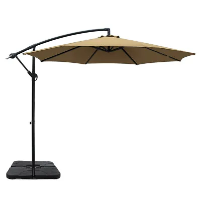 $152.95 • Buy Instahut Umbrella Outdoor Umbrellas Cantilever Sun Stand UV Garden Base Beige 3M