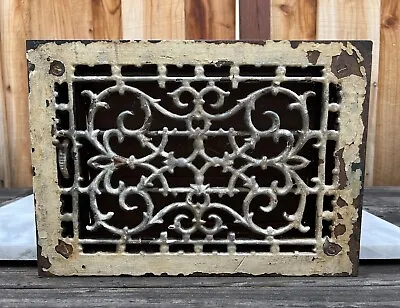 Antique Ornate Heat Register Grate ~ Vintage Decorative Cast Iron Heat Vent • $65