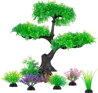 $15.56 • Buy Aquarium Artificial Plastic Plants Decoration Green Tree Grass Fish Tank Decor 