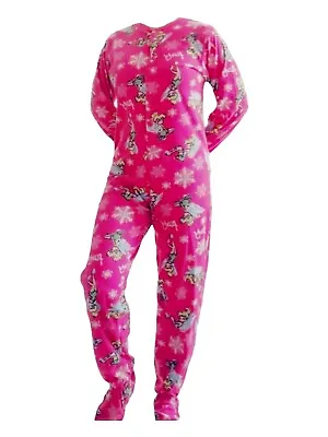 $17.95 • Buy DISNEY Flirty Tinkerbell Fleece Footed Pajamas One Piece Women's Small 3/5