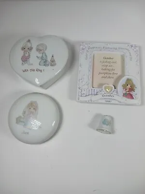  Precious Moments Jewelry Boxes + Picture Frame Thimble 1997 Lot Of 4 • $17.95