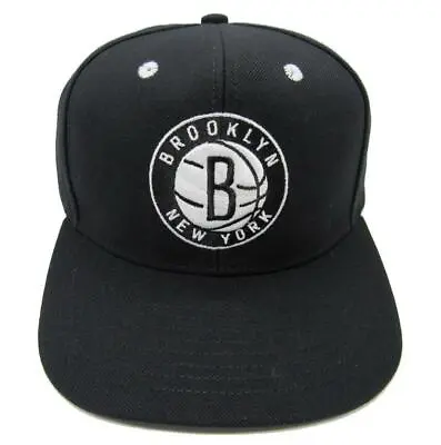 New Brooklyn Nets Mens Size OSFA Black Adidas Snapback Flatbrim Hat $26 • $10.66