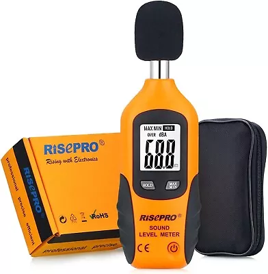 New Decibel Meter RISEPRO Digital Sound Level Meter 30- 130 DB Audio Noise Me... • $64.52
