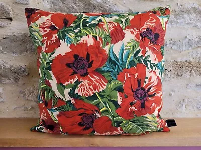 Liberty Vintage Rare Florestan Red  Cotton & Green Velvet Fabric Cushion Cover • £29.50