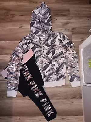 PINK Victoria's Secret Bling Tropical Full Zip Hoodie And Leggings Set Large • $145