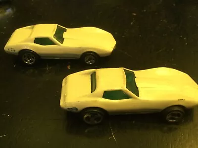 2 Vintage Hot Wheels 1975 White Corvette Stingray *blue Window* 3 & 5 Spoke • $4.99