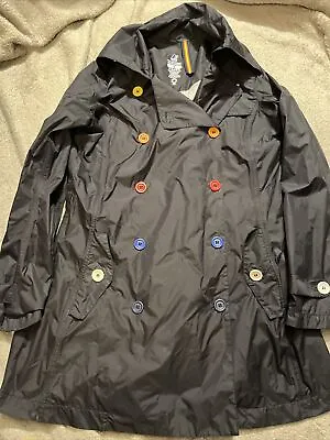 K-WAY Trench Coat Rain Jacket Size S Black No Belt • $35