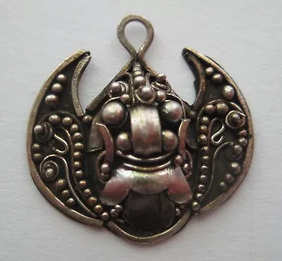 VINTAGE Sterling Egyptian SCARAB BEETLE Silver Bracelet Charm • $20