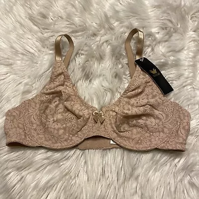 Wacoal 34C Bra Beige Halo Lace Full Figure Underwire Back Closure 65149 NEW • $29.99