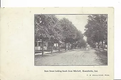 Postcard State Street Looking South From Mitchell Kendallville Indiana • $5