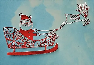 £1.20 • Buy Die Cut Large Christmas Sleigh And Reindeer, Santa X 4 *choice Of Colour*