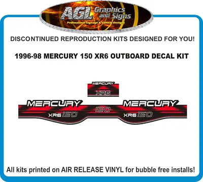 1996 1997 1998 MERCURY 150 XR6  Outboard Decal Kit  Reproductions. • $69.90