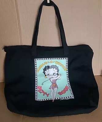 Vintage 1994 Betty Boop Black Canvas  Always A Winner  Tote Bag - Golf Theme  • $14