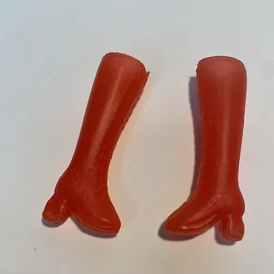 Vintage Barbie Red Gogo Boots Squishy Lace Up Shoe Mattel Toy Doll Accessories • $12.95