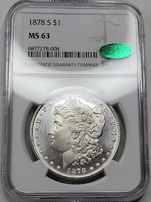 1878 S $1 Morgan Silver Dollar NGC MS63 CAC Blast White Frosty Luster *F931 • $155