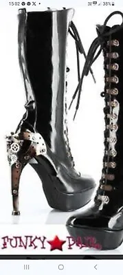 Hades Zepplin Patent Boots Brand New US9 AU8 Steampunk Goth • $142.06