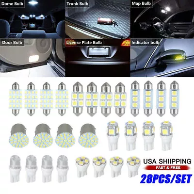 28Pcs LED Car Interior Inside Light Kit For Dome Trunk License Plate Lamp Bulbs • $5.99