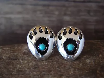 $22.99 • Buy Navajo Indian Jewelry Sterling Silver Turquoise Bear Paw Post Earrings
