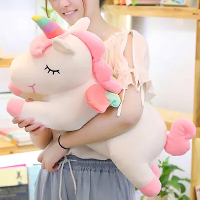 30cm Unicorn Shape Rainbow Color Soft Plush Pillow Doll Toy  For Kids Girls • £9.36