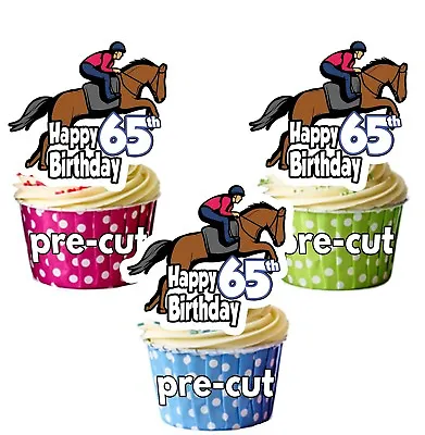 65th Birthday Horse Riding Precut Cupcake Toppers Decorations Ladies Friend Mum • £3.75