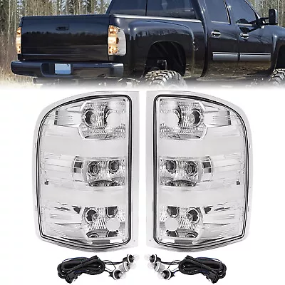 Rear Tail Lights Lamps For Chevy Silverado Pickup 2007-2014 W/Bulbs Chrome Clear • $59