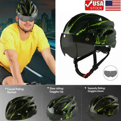 Adult Cycling Helmet Bike Bicycle Helmet With Visor Goggles MTB Mountain Helmet • $15.09