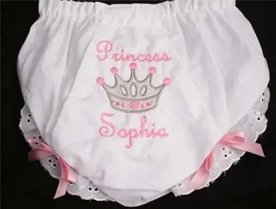 $13.99 • Buy Personalized Monogrammed Diaper Cover Bloomers Newborn Through 4T-Princess 