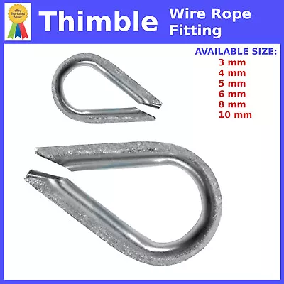 WIRE ROPE FITTINGS CABLE CLAMP CLIPS GRIPS 3mm 4mm 5mm 6mm 8mm 10mm THIMBLE • £2.89