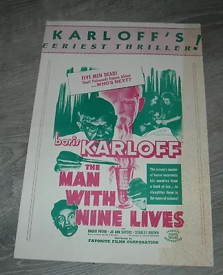 The MAN With NINE LIVES PROMO HORROR MOVIE PRESSBOOK BORIS KARLOFF • $18.27