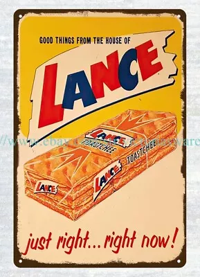 Lance Crackers Snacks Metal Tin Sign Cabin Lounge Wall Art • $18.99