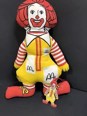 Vintage Lot  1983 Ronald McDonald 15” Plush Doll Stuffed Toy & 4” Ornament Tag • $30.99