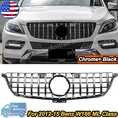 For Mercedes Benz W166 2012-2015 ML350 400 550 Front GT Grille Chrome Black • $113.98